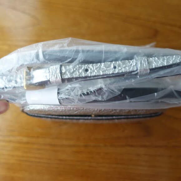 J.Crew Mini Metallic Silver Signet Leather H3877 crossbody Cross Body Bag - Picture 5 of 8